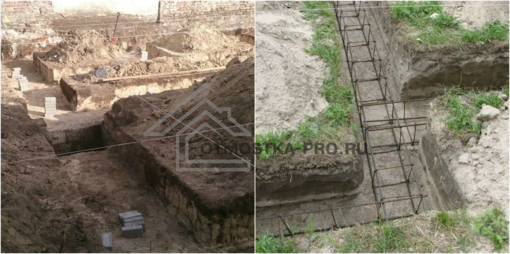 Связный грунт позволяет соорудить земляную опалубку.